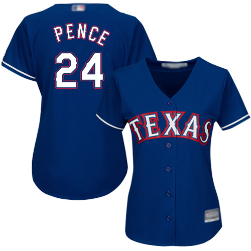 Texas Rangers #24 Hunter Pence Blue Alternate Women's Stitched Jersey Womens