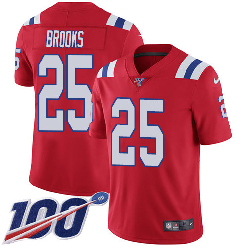 New England Patriots #25 Terrence Brooks Red Alternate Youth Stitched 100th Season Vapor Untouchable Limited Jersey Youth