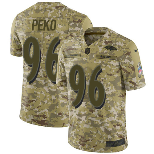 Baltimore Ravens #96 Domata Peko Sr Camo Youth Stitched Limited 2018 Salute To Service Jersey Youth