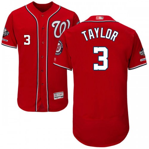Washington Nationals #3 Michael Taylor Red Flexbase Authentic Collection 2019 World Series Champions Stitched Jersey Men's