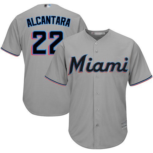 Miami Marlins #22 Sandy Alcantara Grey New Cool Base Stitched Jersey Men's