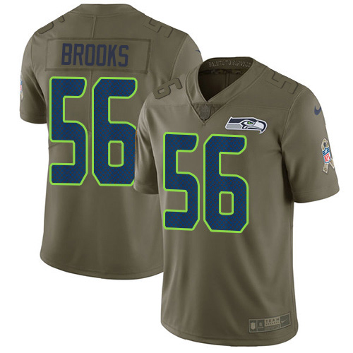 Seattle Seahawks #56 Jordyn Brooks Olive Men's Stitched Limited 2017 Salute To Service Jersey Men's