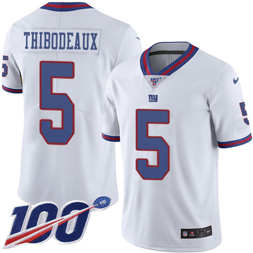 Giants #5 Kayvon Thibodeaux White Men's Stitched Limited Rush 100th Season Jersey