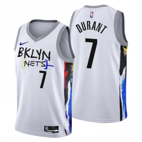 Brooklyn Nets #7 Kevin Durant Mens 2022-23 City Edition Jersey - Cherry Blossom White Mens
