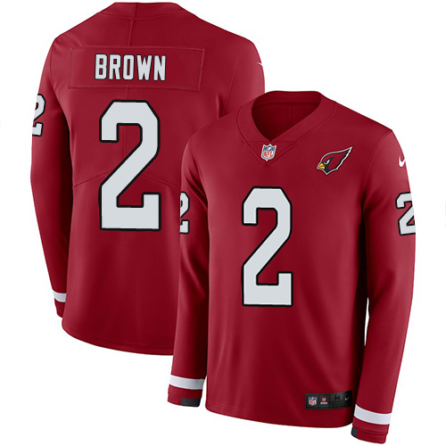 Cardinals #2 Marquise Brown Red Team Color Youth Stitched Limited Therma Long Sleeve Jersey