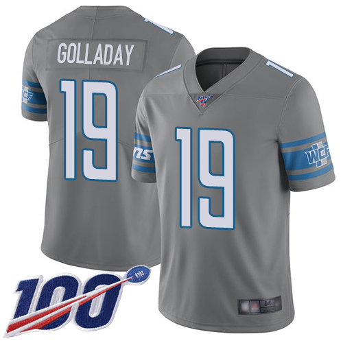 Detroit Lions #19 Kenny Golladay Gray Youth Stitched Limited Rush 100th Season Jersey Youth