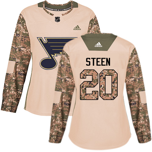 Adidas St. Louis Blues #20 Alexander Steen Camo Authentic 2017 Veterans Day Women's Stitched Jersey Womens