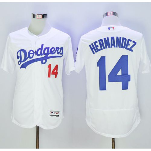 Los Angeles Dodgers #14 Enrique Hernandez White Flexbase Authentic Collection Stitched Jersey Men's