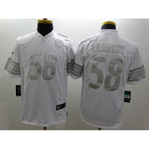 Pittsburgh Steelers #58 Jack Lambert White Men's Stitched Limited Platinum Jersey Men's