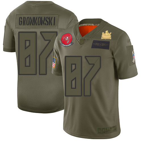 Buccaneers #87 Rob Gronkowski Camo Youth Super Bowl LV Champions Patch Stitched Limited 2019 Salute To Service Jersey