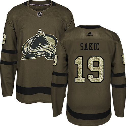 Adidas Colorado Avalanche #19 Joe Sakic Green Salute to Service Stitched Jersey Men's