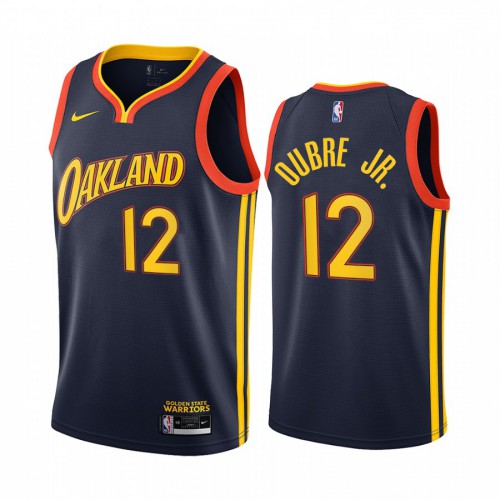 Golden State Warriors #12 Kelly Oubre Jr Navy Womens Swingman 2020-21 City Edition Jersey Womens