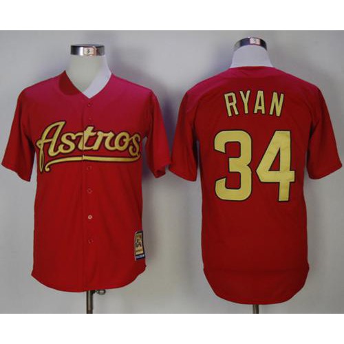 Houston Astros #34 Nolan Ryan Red 2002-2012 Turn Back The Clock Stitched Jersey Men's