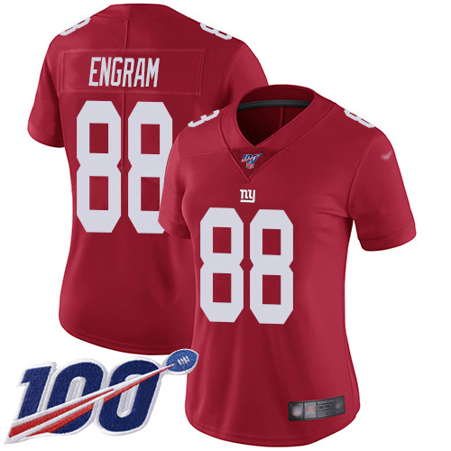 New York Giants #88 Evan Engram Red Women's Stitched Limited Inverted Legend 100th Season Jersey Womens