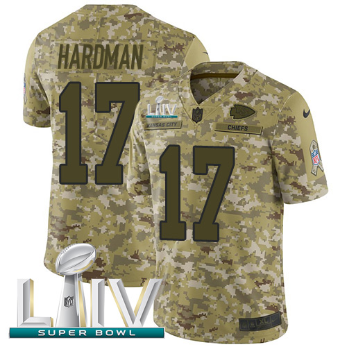 Kansas City Chiefs #17 Mecole Hardman Camo Super Bowl LIV 2020 Youth Stitched Limited 2018 Salute To Service Jersey Youth
