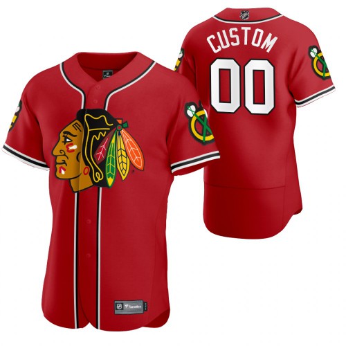 Chicago Blackhawks Custom Men's 2020 x Crossover Edition Baseball Jersey Red