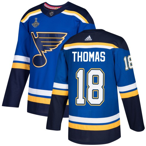 Adidas St. Louis Blues #18 Robert Thomas Blue Home Authentic 2019 Stanley Cup Champions Stitched Jersey Men's