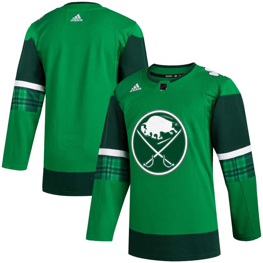 Buffalo Sabres Blank Men's Adidas 2020 St. Patrick's Day Stitched Jersey Green