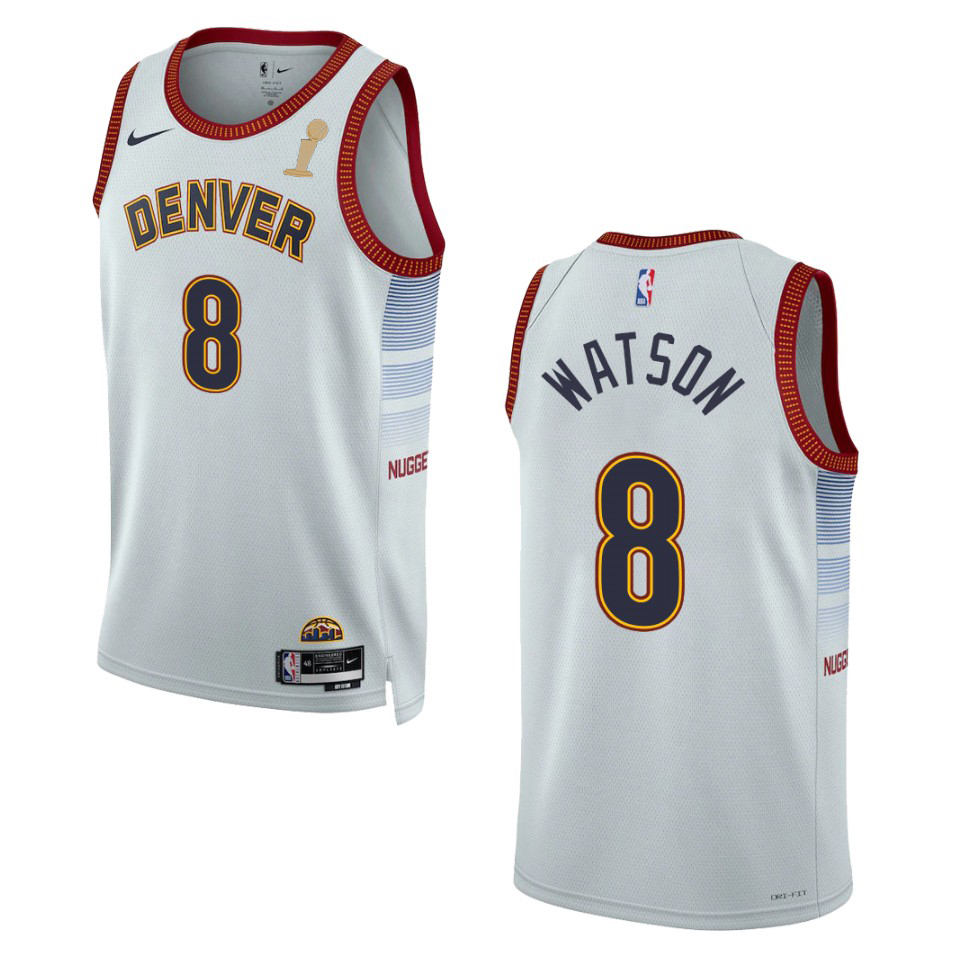 Denver Nuggets #8 Peyton Watson Unisex Silver 2023 Finals Champions Swingman Jersey - City Edition