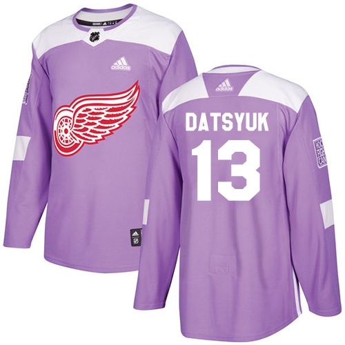 Adidas Detroit Red Wings #13 Pavel Datsyuk Purple Authentic Fights Cancer Stitched Youth Jersey Youth