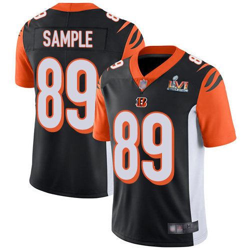 Cincinnati Bengals #89 Drew Sample Black Team Color Super Bowl LVI Patch Men's Stitched Vapor Untouchable Limited Jersey Men's