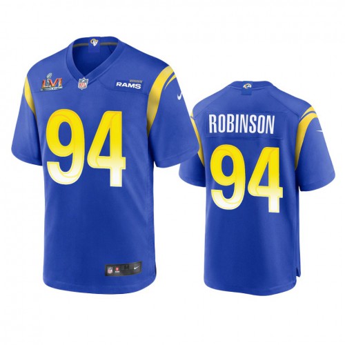 Los Angeles Los Angeles Rams #94 A'Shawn Robinson Men's Super Bowl LVI Patch Game Jersey - Royal Men's