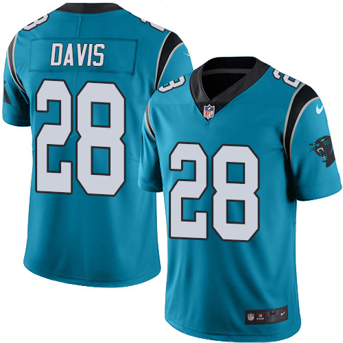 Carolina Panthers #28 Mike Davis Blue Alternate Men's Stitched Vapor Untouchable Limited Jersey Men's