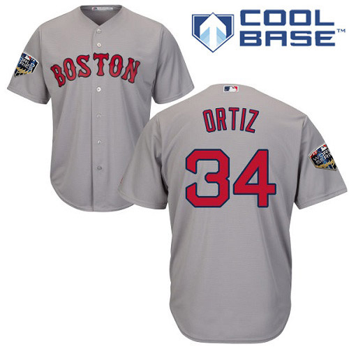 Boston Red Sox #34 David Ortiz Grey New Cool Base 2018 World Series Stitched Jersey Men's