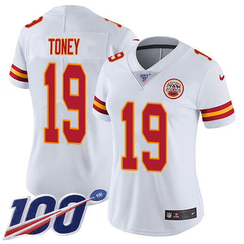 Chiefs #19 Kadarius Toney White Women's Stitched 100th Season Vapor Limited Jersey