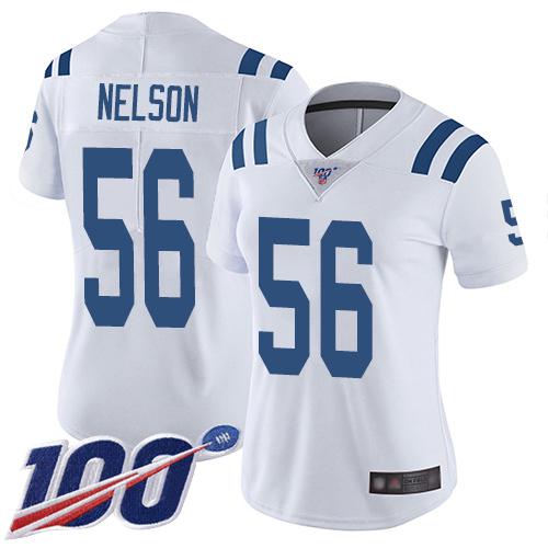 Colts #56 Quenton Nelson White Women's Stitched 100th Season Vapor Limited Jersey
