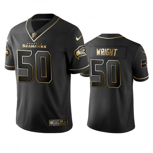 Seattle Seahawks #50 K.K. Wright Men's Stitched Vapor Untouchable Limited Black Golden Jersey Men's
