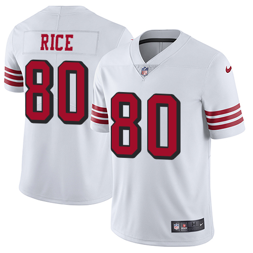 49ers #80 Jerry Rice White Rush Youth Stitched Vapor Untouchable Limited Jersey