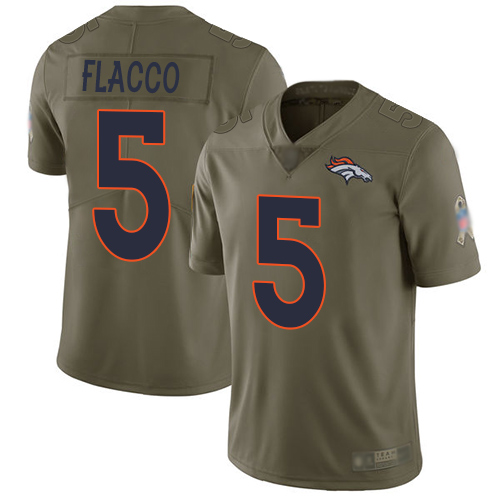 Denver Broncos #5 Joe Flacco Olive Men's Stitched Limited 2017 Salute To Service Jersey Men's