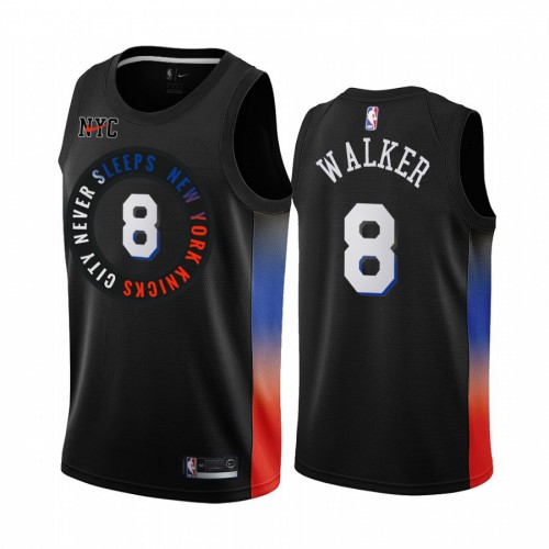 New York Knicks #8 Kemba Walker Womens Black Swingman 2020-21 City Edition Jersey Womens