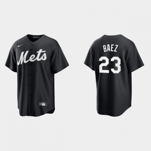 New York New York Mets #23 Javier Baez Men's 2021 All Black Fashion Jersey Men's
