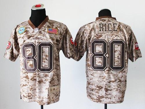 49ers #80 Jerry Rice Camo Men's Stitched New Elite USMC Jersey
