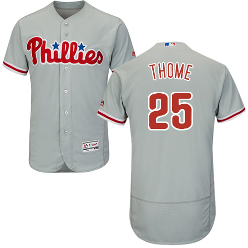 Philadelphia Phillies #25 Jim Thome Grey Flexbase Authentic Collection Stitched Jersey Men's