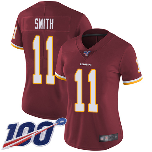 Washington Commanders #11 Alex Smith Burgundy Red Team Color Women's Stitched 100th Season Vapor Limited Jersey Womens