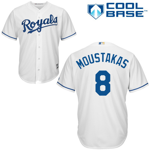 Kansas City Royals #8 Mike Moustakas White Cool Base Stitched Youth Jersey Youth