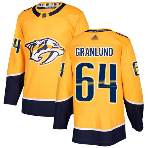Adidas Nashville Predators #64 Mikael Granlund Yellow Home Authentic Stitched Jersey Men's