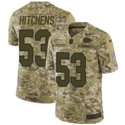 Kansas City Chiefs #53 Anthony Hitchens Camo Men's Stitched Limited 2018 Salute To Service Jersey Men's
