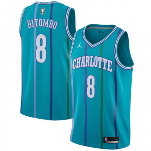 Charlotte Hornets #8 Bismack Biyombo Aqua Jordan Swingman Hardwood Classics Jersey Mens