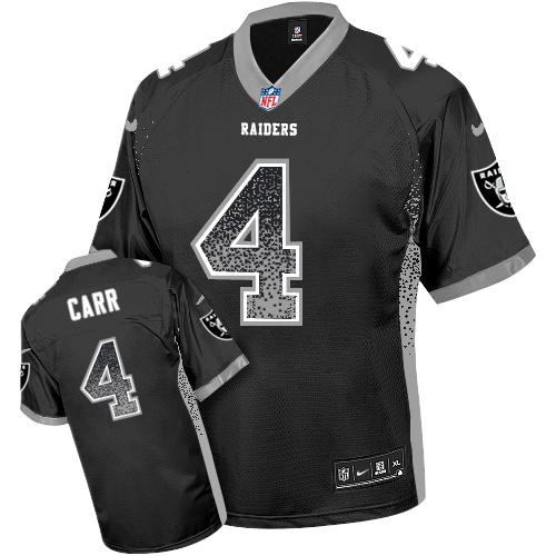 Raiders #4 Derek Carr Black Men's Stitched Elite Drift Fashion Jersey