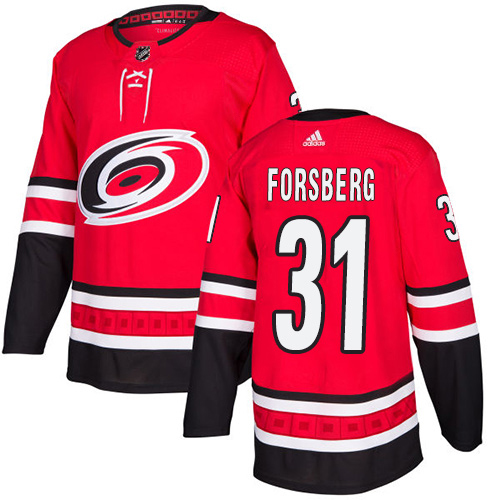 Adidas Carolina Hurricanes #31 Anton Forsberg Red Home Authentic Stitched Jersey Men's