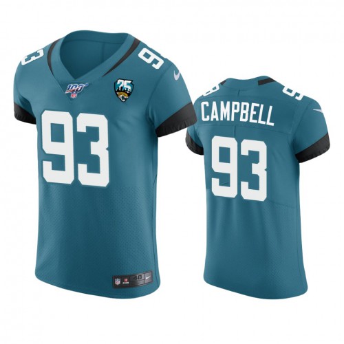 Jacksonville Jacksonville Jaguars #93 Calais Campbell Teal 25th Season Vapor Elite Stitched Jersey Men's