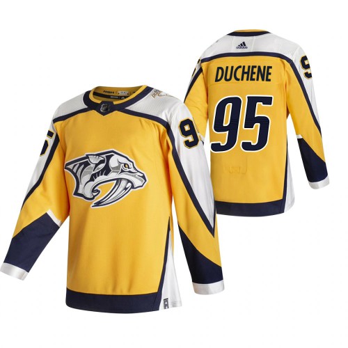 Nashville Nashville Predators #95 Matt Duchene Yellow Men's Adidas 2020-21 Reverse Retro Alternate Jersey Men's