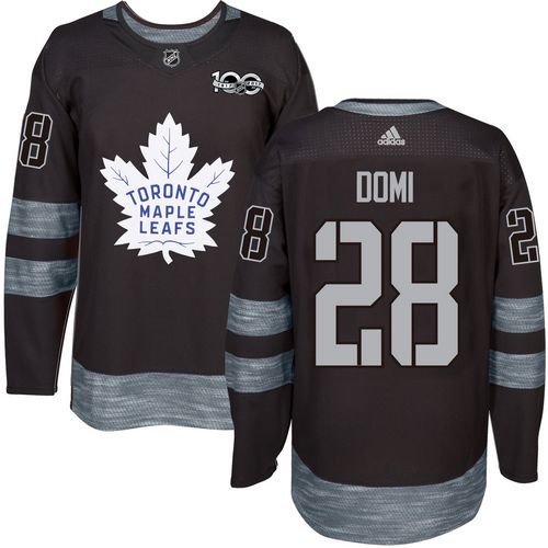 Adidas Maple Toronto Maple Leafs #28 Tie Domi Black 1917-2017 100th Anniversary Stitched Jersey Men's