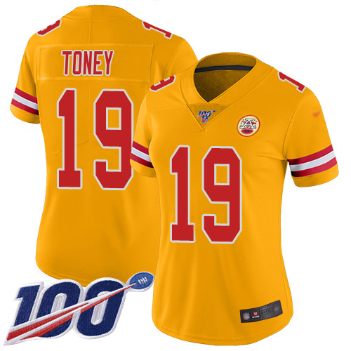 Chiefs #19 Kadarius Toney Gold Women's Stitched Limited Inverted Legend Jersey