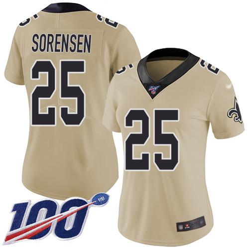 Saints #25 Daniel Sorensen Gold Women's Stitched Limited Inverted Legend 100th Season Jersey