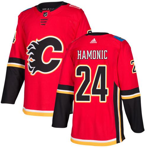 Adidas Calgary Flames #24 Travis Hamonic Red Home Authentic Stitched Jersey Men's